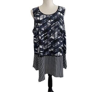 Women's Alfani Plus Size Sleeveless Blue & Black Tunic Size 16W
